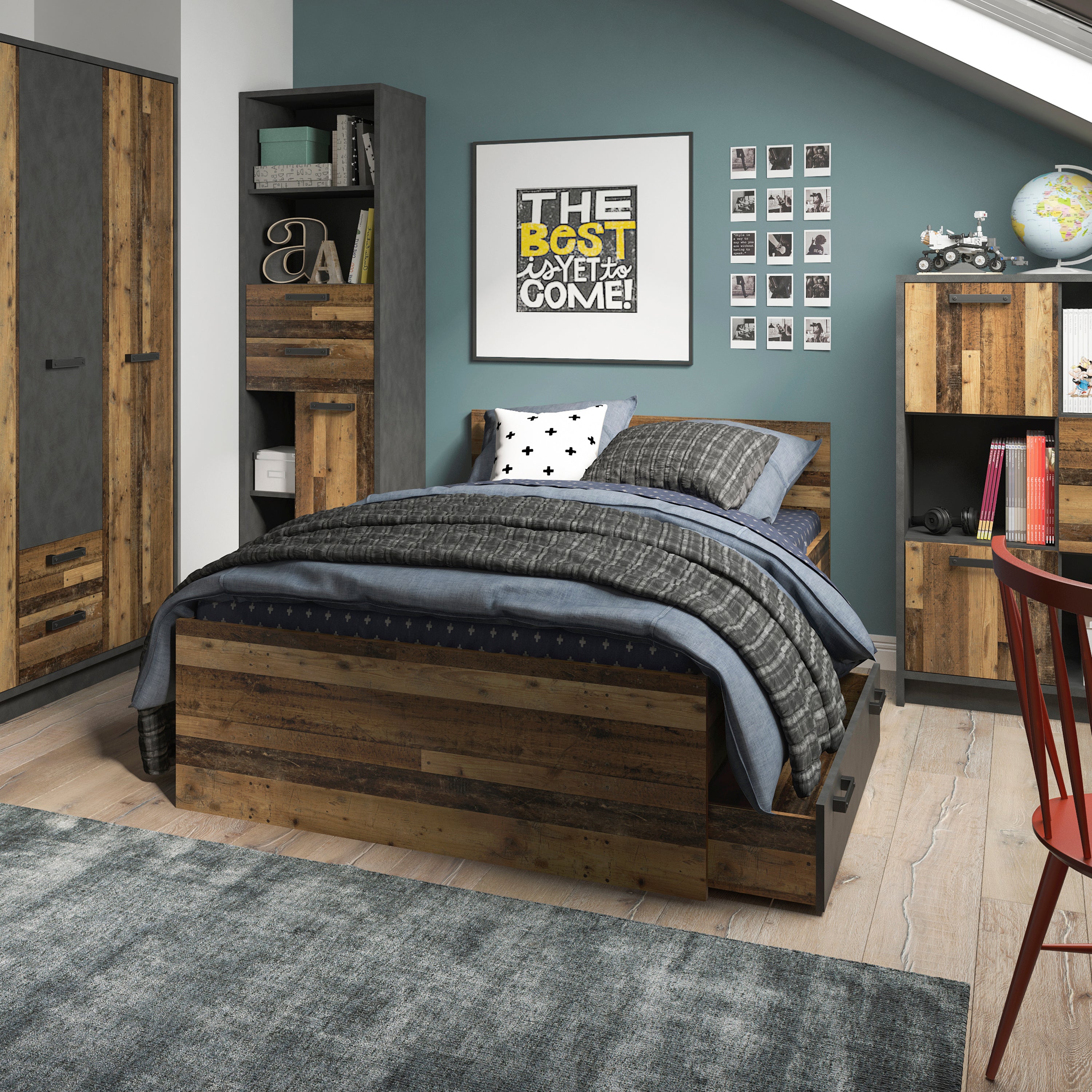 Brooklyn underbed drawer in walnut and dark matera grey