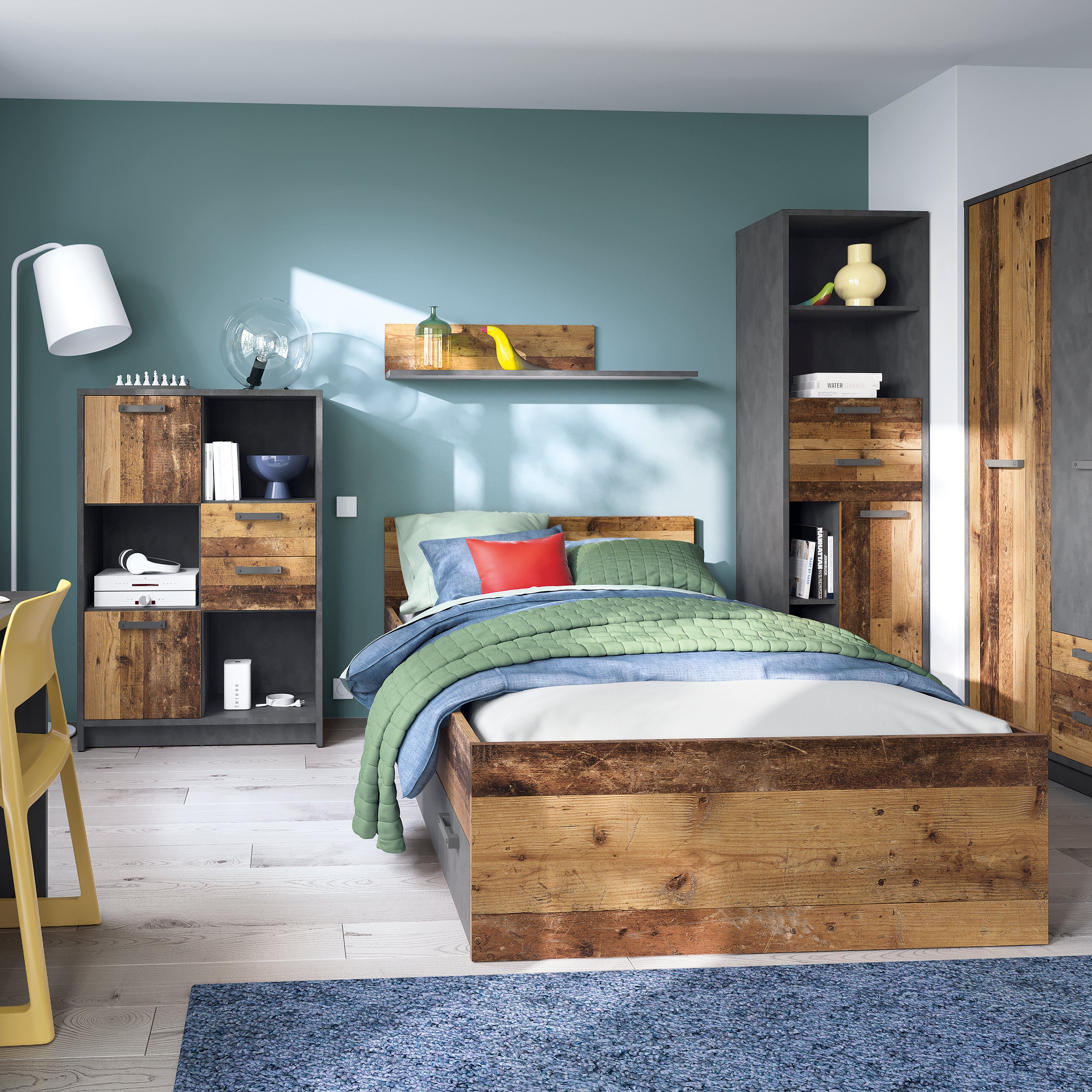 Brooklyn underbed drawer in walnut and dark matera grey