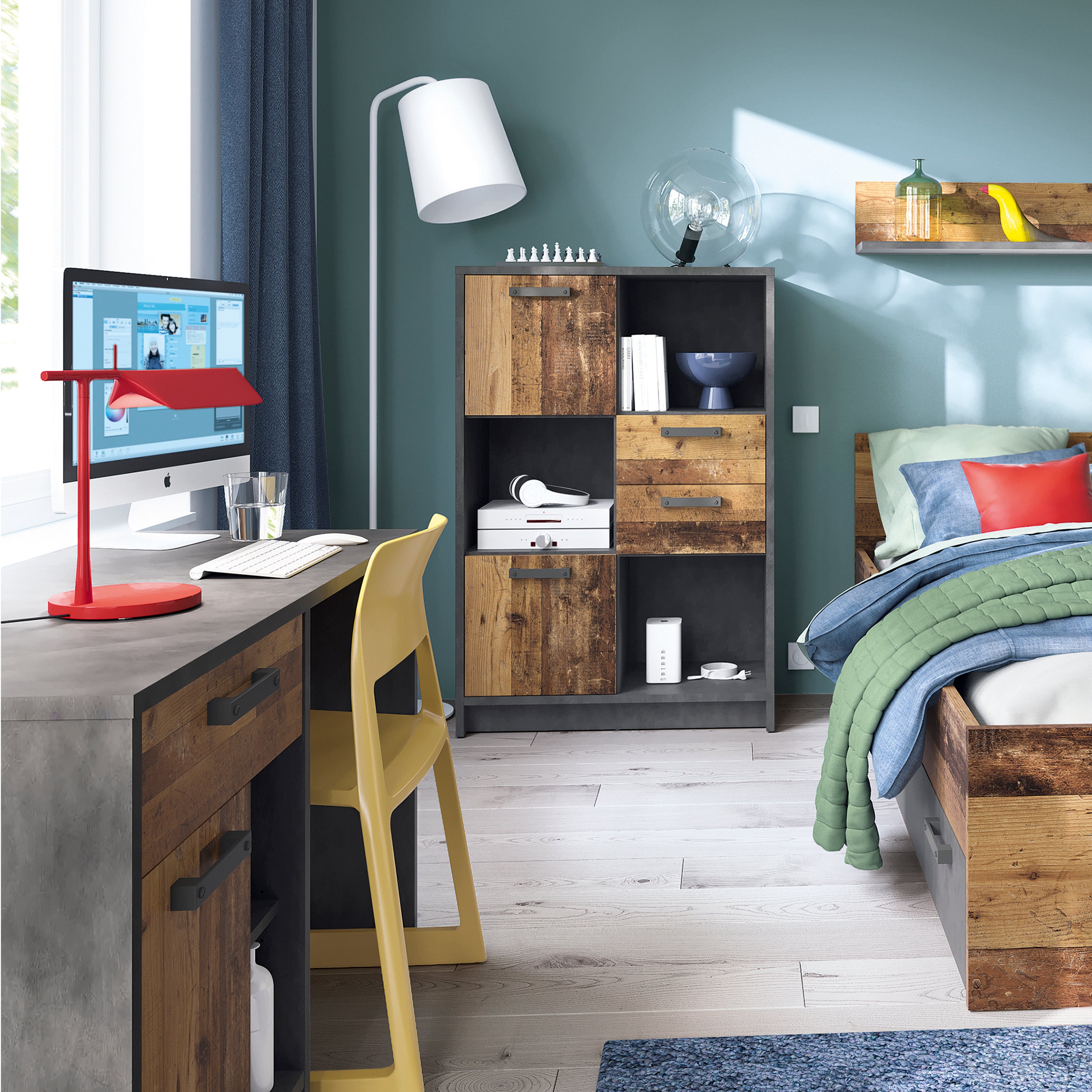Brooklyn single bed 90cm in walnut