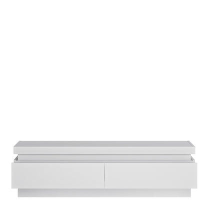 lyon 2 drawer tv cabinet (including led lighting) in white and high gloss