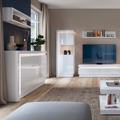lyon 2 door 3 drawer sideboard (including led lighting) in white and high gloss