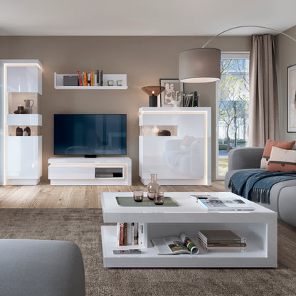 lyon designer coffee table in white and high gloss