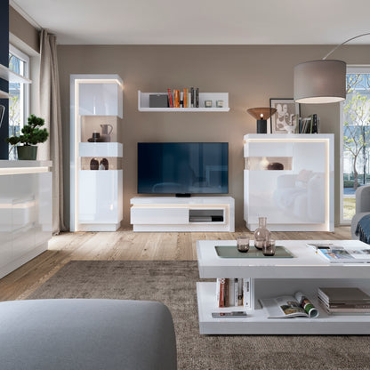 lyon tall narrow display cabinet (rhd) (including led lighting) in white and high gloss