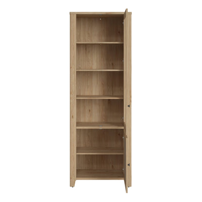 cestino 2 door display cabinet in jackson hickory oak and rattan effect