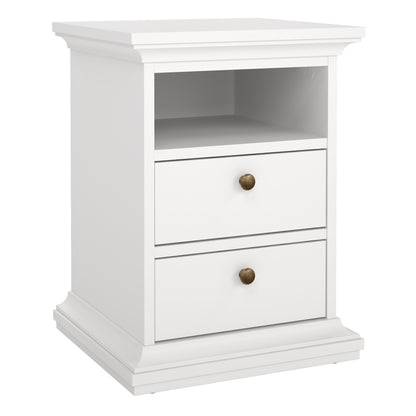 paris bedside 2 drawers in white