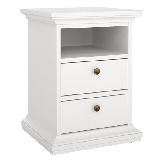 paris bedside 2 drawers in white