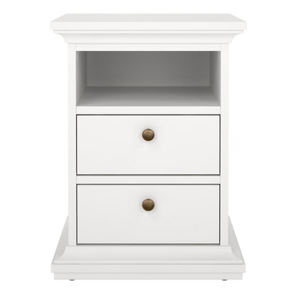 paris bedside 2 drawers in white