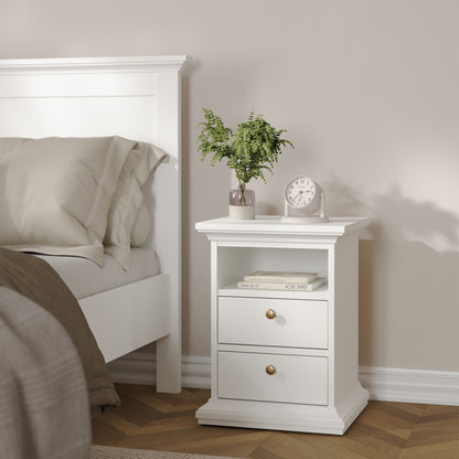 paris bedside 2 drawers in white