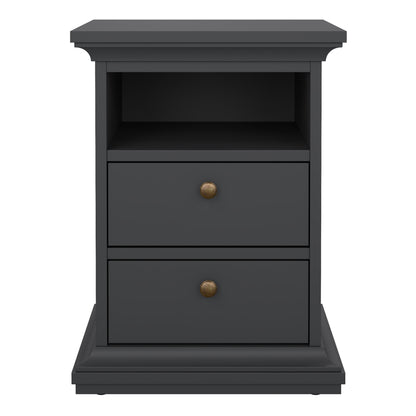 paris bedside 2 drawers in matt grey