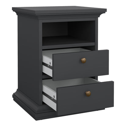 paris bedside 2 drawers in matt grey