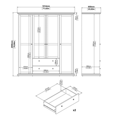 paris tv-unit 2 frame doors in matt grey