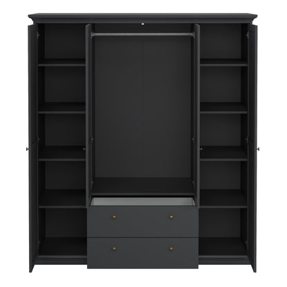 paris wardrobe with 4 doors and 2 drawers in matt grey