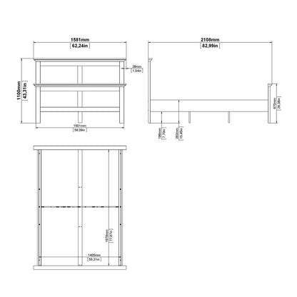 paris double bed (140 x 200) in white