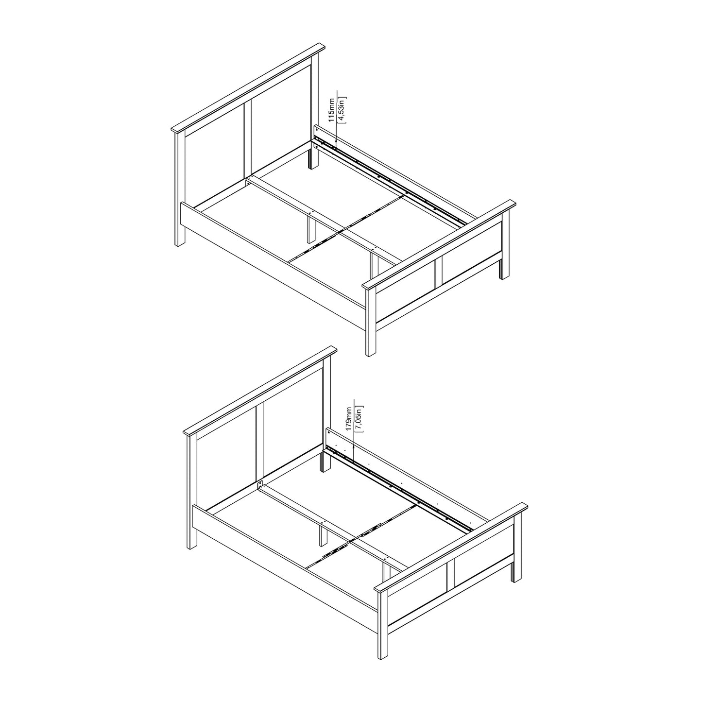 paris double bed (140 x 200) in white