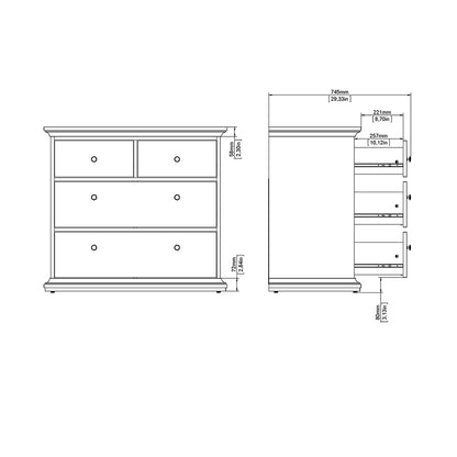 paris chest of 4 drawers in white