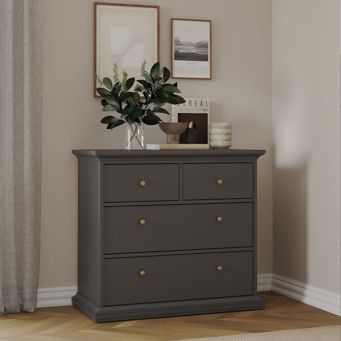 paris chest of 4 drawers in matt grey