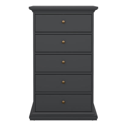paris chest 5 drawers in matt grey