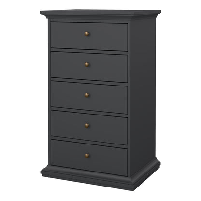 paris chest 5 drawers in matt grey