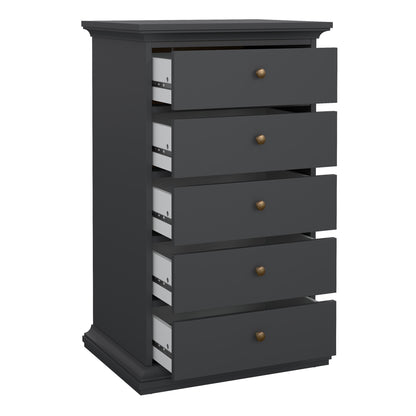 paris chest 5 drawers in matt grey