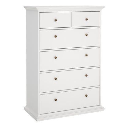 paris chest of 6 drawers in white