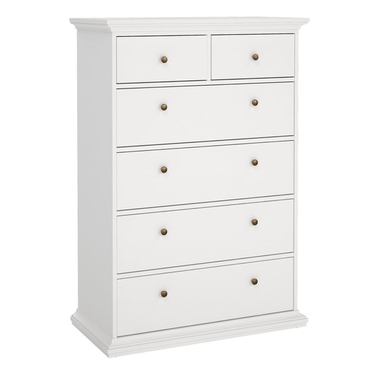 paris chest of 6 drawers in white