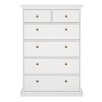 paris chest of 6 drawers in white