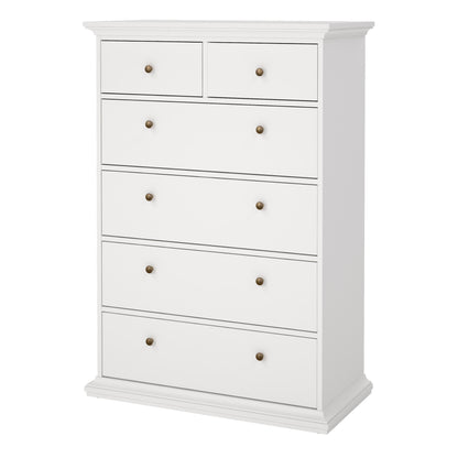 paris chest of 6 drawers in white