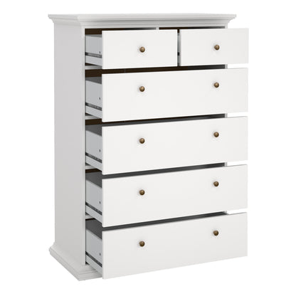 paris chest of 6 drawers in white