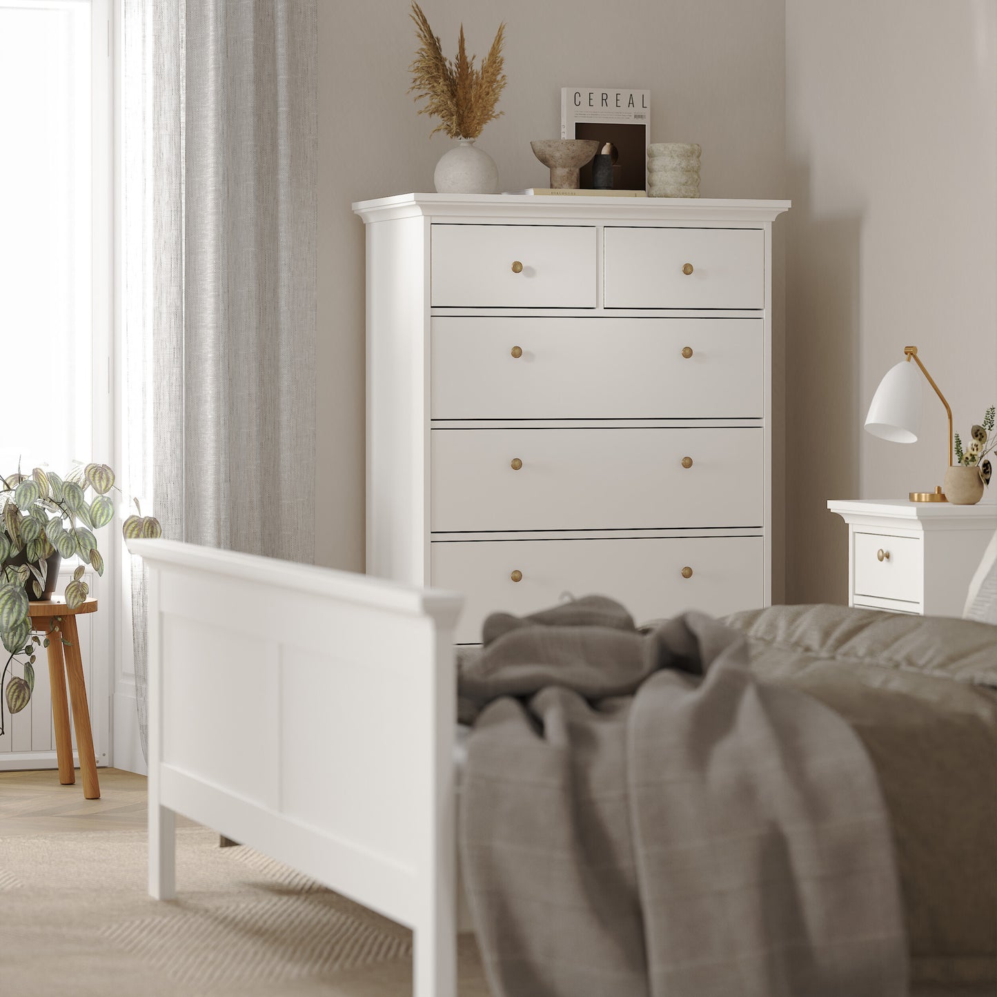 paris chest of 6 drawers in white