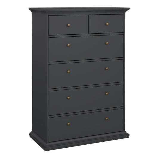 paris chest of 6 drawers in matt grey