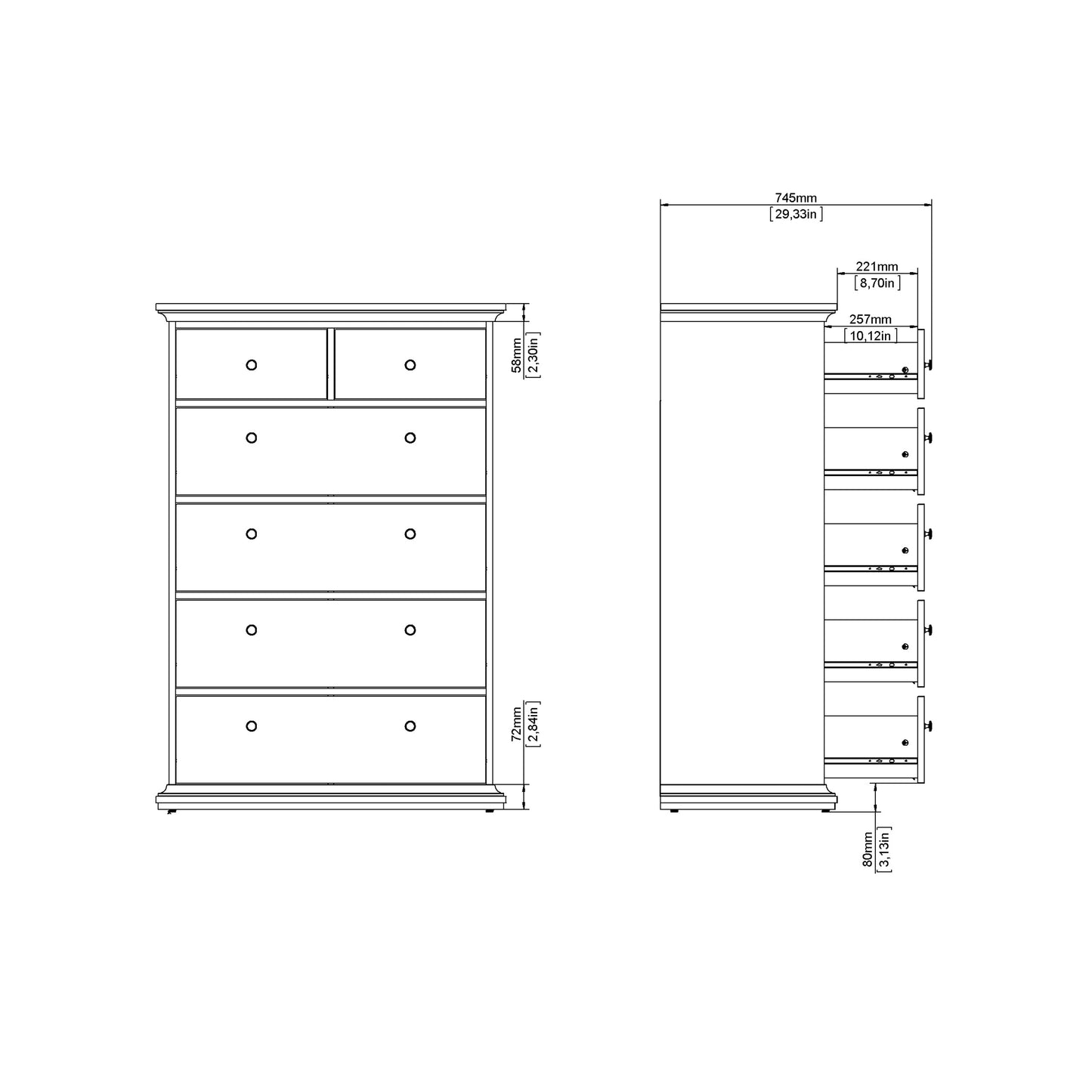 paris nightstand 1 door + 1 drawer in matt grey