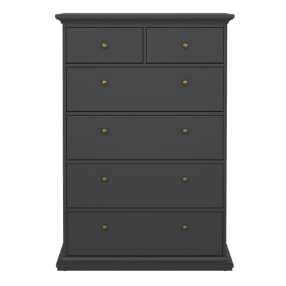 paris chest of 6 drawers in matt grey