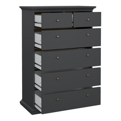 paris chest of 6 drawers in matt grey