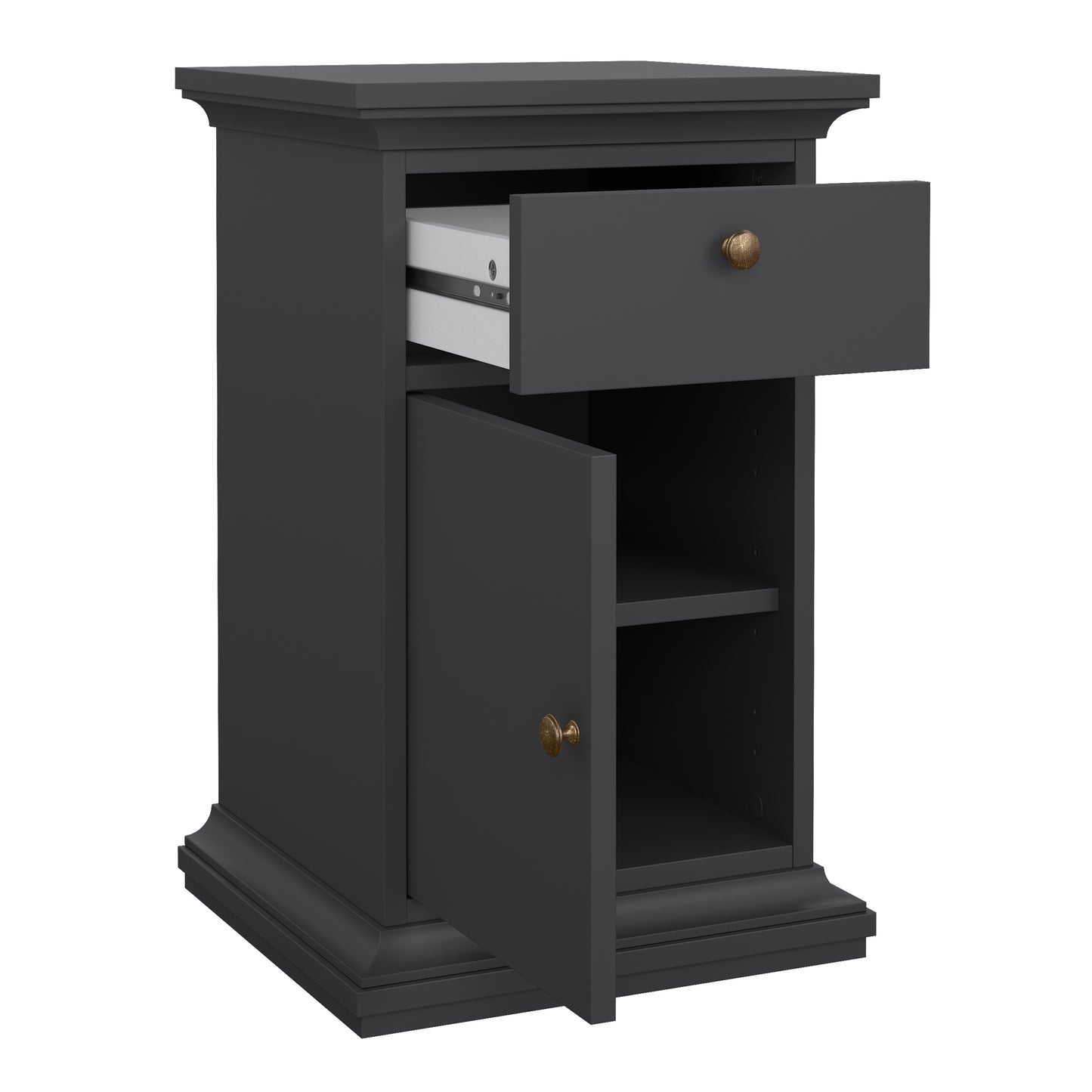 paris nightstand 1 door + 1 drawer in matt grey