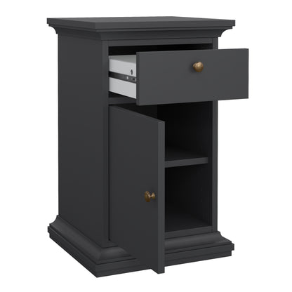 paris nightstand 1 door + 1 drawer in matt grey