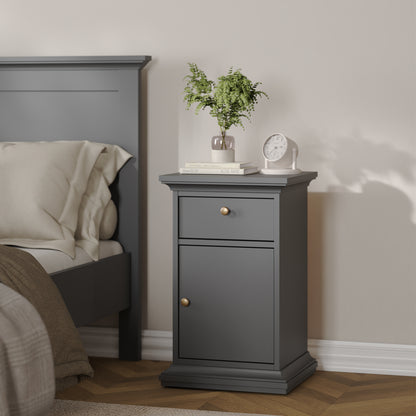 paris nightstand 1 door + 1 drawer in matt grey