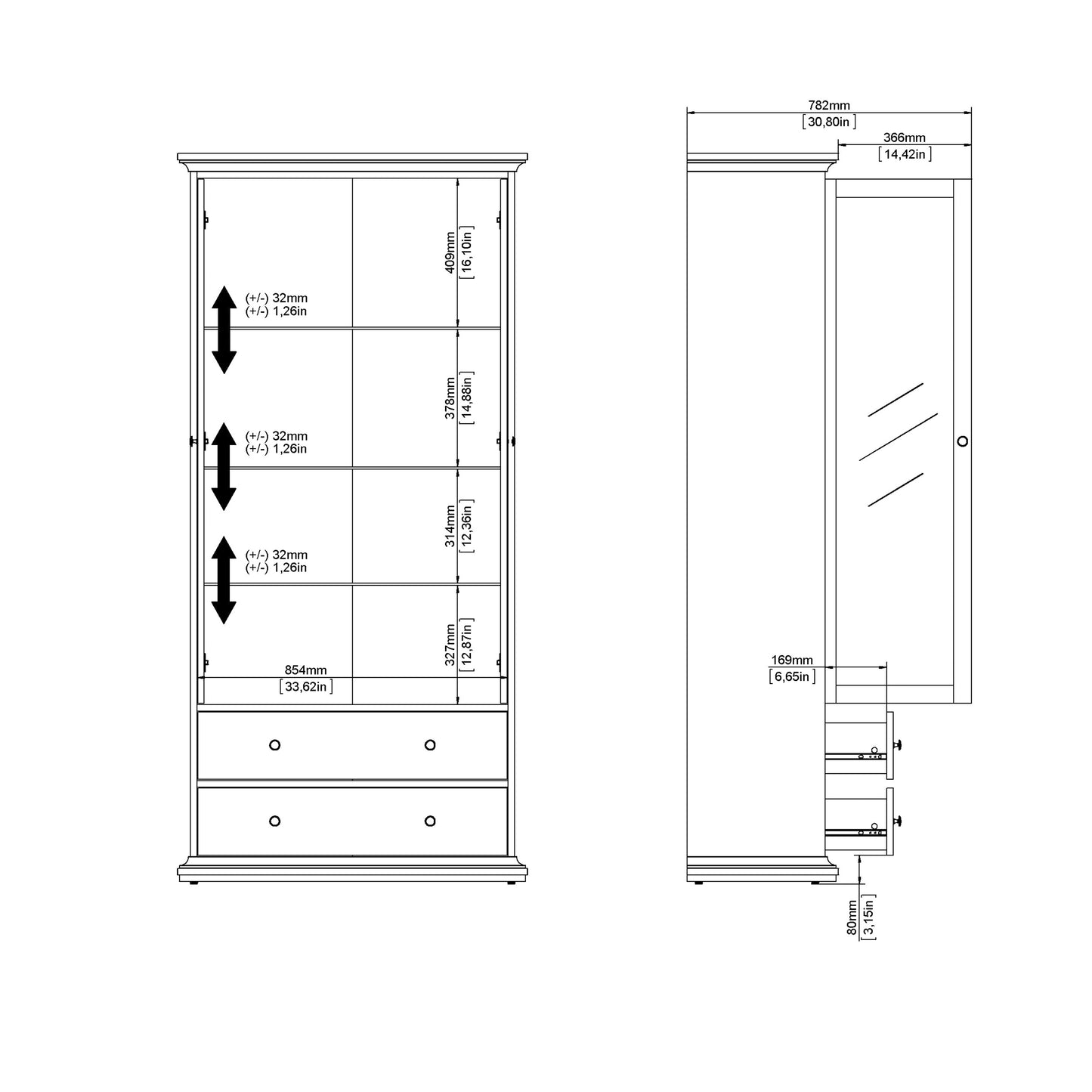 paris tall bookcase in white