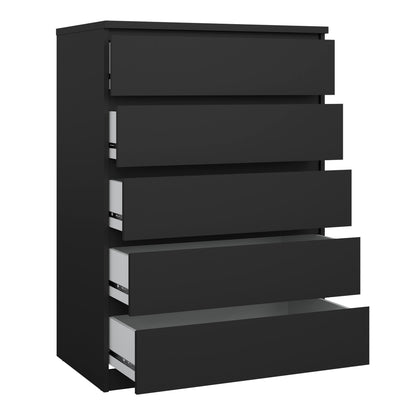 naia chest of 5 drawers in black matt