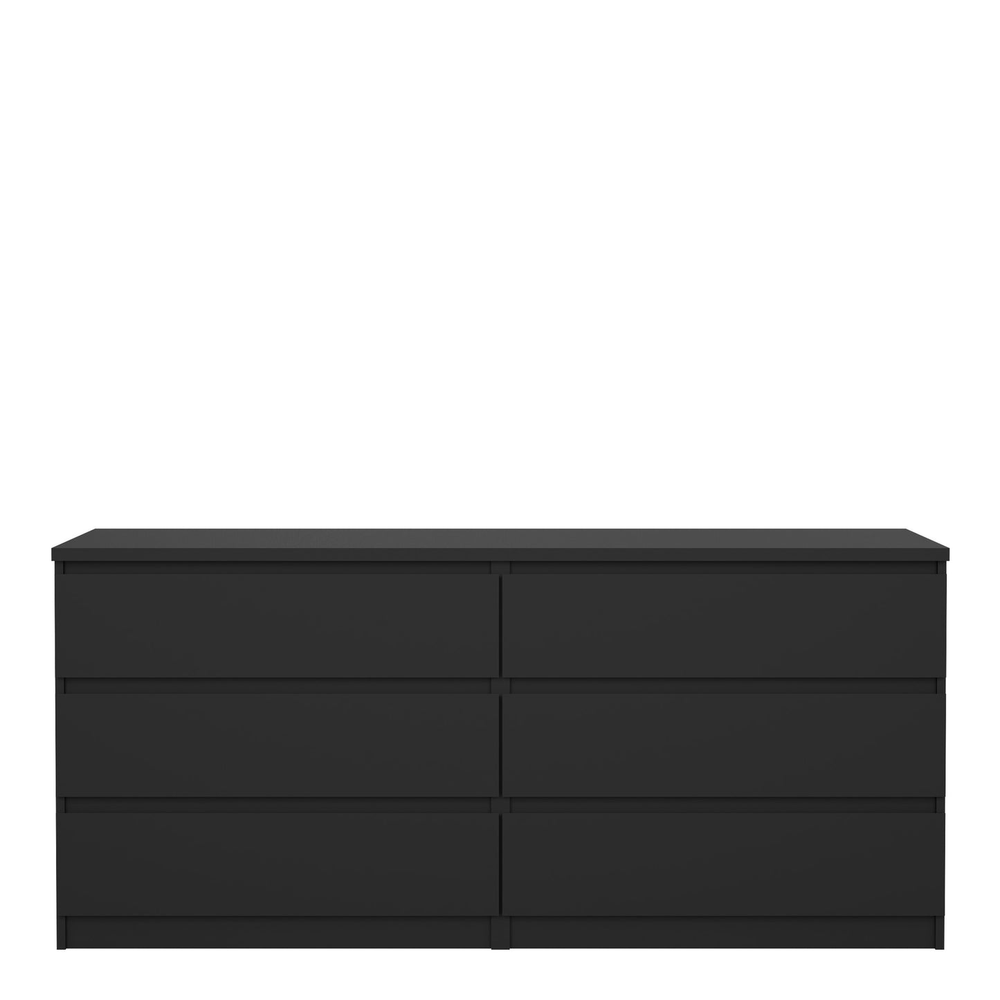 naia wide chest of 6 drawers (3+3) in black matt