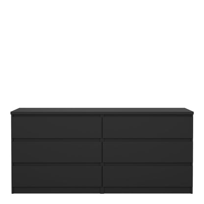 naia wide chest of 6 drawers (3+3) in black matt