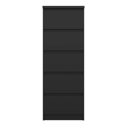 naia narrow chest of 5 drawers in black matt