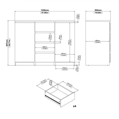 naia sideboard 4 drawers 2 doors in black matt