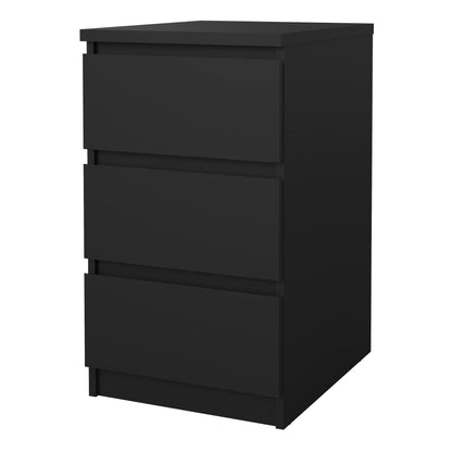 naia bedside 3 drawers in black matt