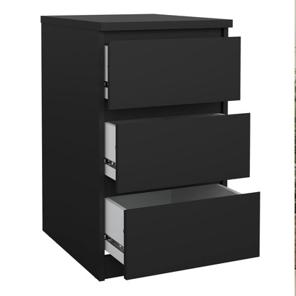 naia bedside 3 drawers in black matt