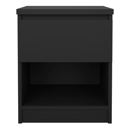 naia bedside 1 drawer 1 shelf in black matt