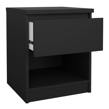 naia bedside 1 drawer 1 shelf in black matt