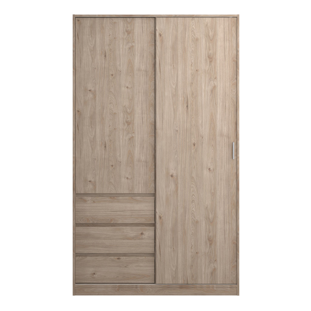 Naia Wardrobe with 1 Sliding Door 1 Door 3 Drawers in Jackson Hickory Oak