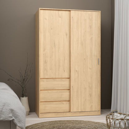naia wardrobe with 1 sliding door 1 door 3 drawers in jackson hickory oak