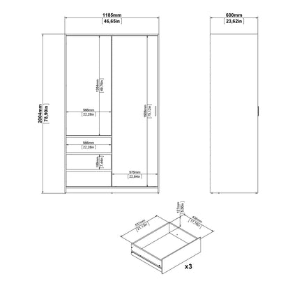 naia wardrobe with 1 sliding door 1 door 3 drawers in jackson hickory oak