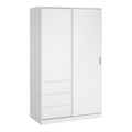 Naia Wardrobe with 1 Sliding Door 1 Door 3 Drawers in White High Gloss